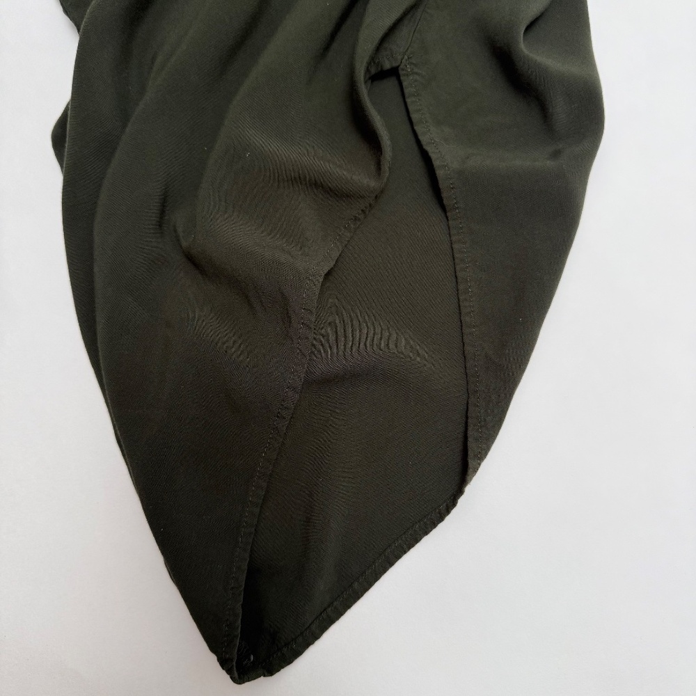 Silence + Noise Olive Green Harem Jumpsuit Romper M Boho Relaxed Wide Leg Rayon - Picture 3 of 6